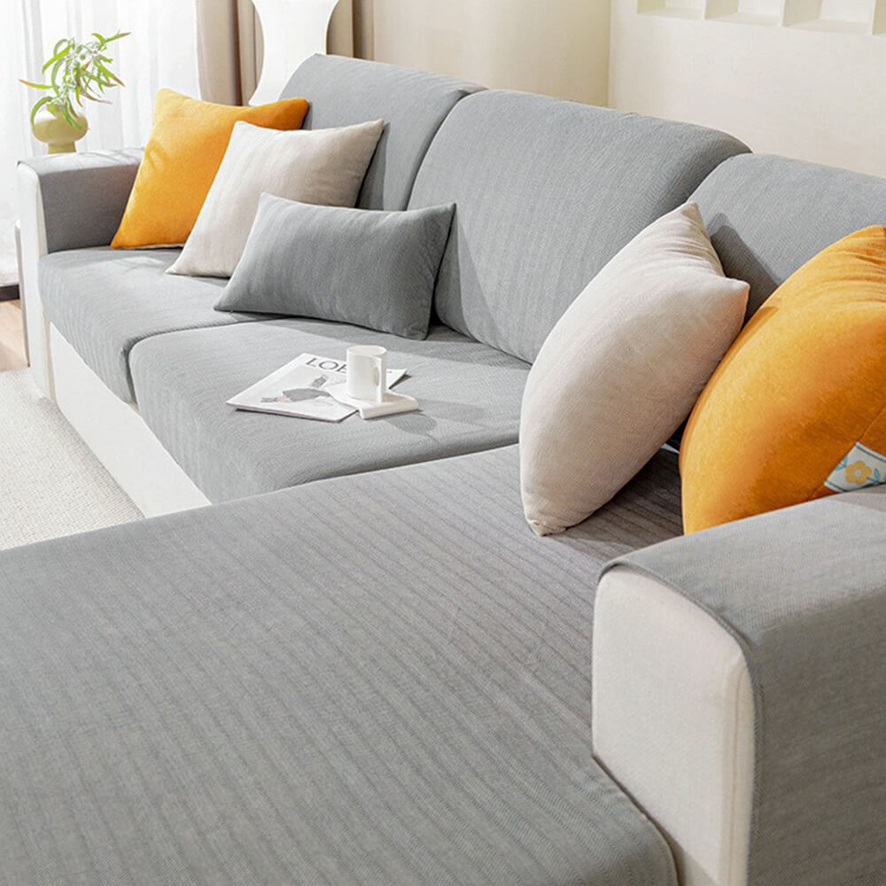 Herringbone chenille elástica cobertura completa contra la cubierta mágica anti-slip cubierta del sofá