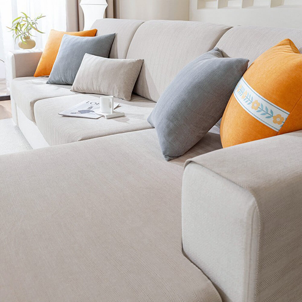 Herringbone chenille elástica cobertura completa contra la cubierta mágica anti-slip cubierta del sofá