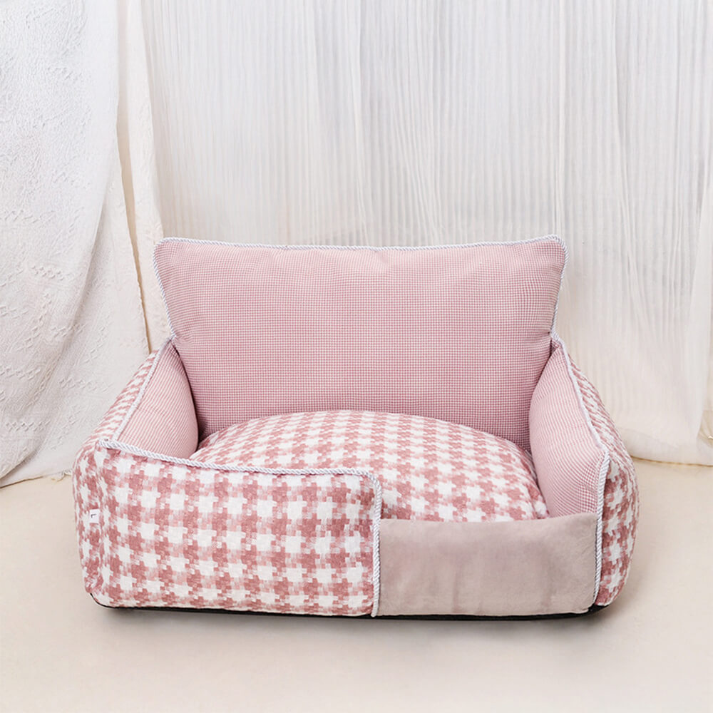 Luxury Houndstooth Cotton-Linen All Seasons Comfort Comfort Dog & Cat Sofa Bed