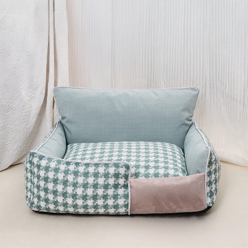 Luxury Houndstooth Cotton-Linen All Seasons Comfort Comfort Dog & Cat Sofa Bed