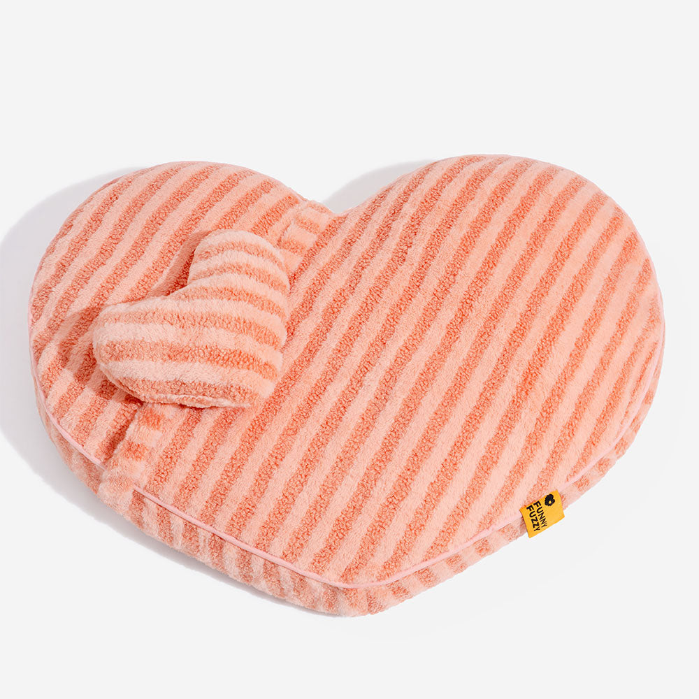 Cama calmante y esponjosa con forma de corazón de peluche para perros y gatos con almohada