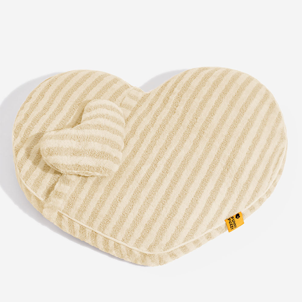 Cama calmante y esponjosa con forma de corazón de peluche para perros y gatos con almohada