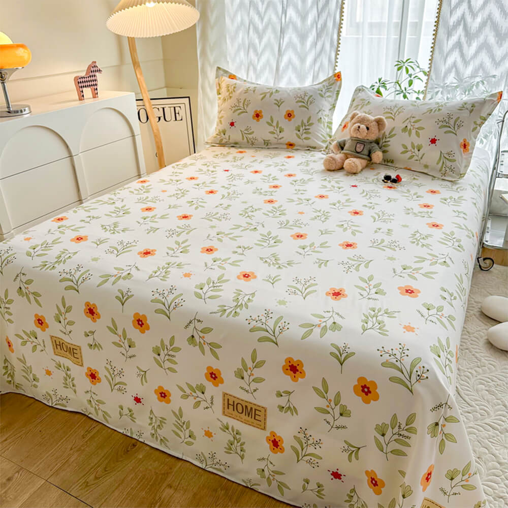 Waterproof TPU Floral Printed Protective Bed Sheet Set
