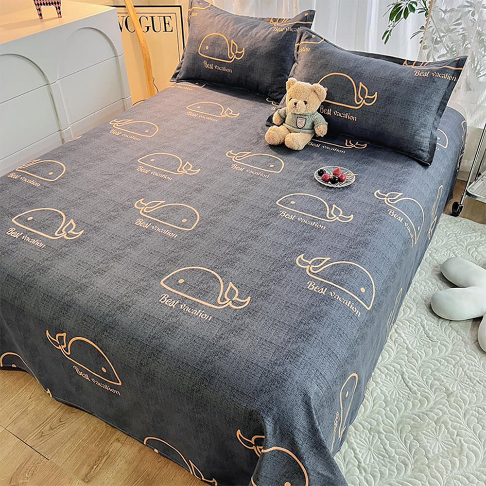 Waterproof TPU Floral Printed Protective Bed Sheet Set
