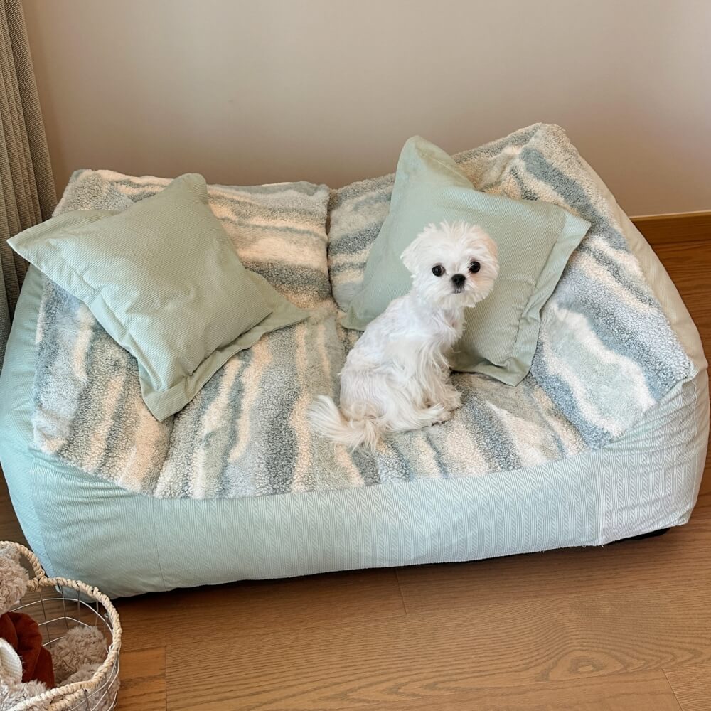 Fashion Color Block Polar Fleece Dog Sofa Bed