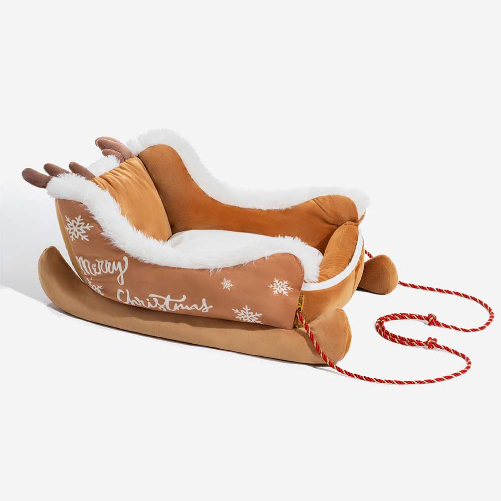 Cama de perros festivo de lujoso - trineo navideño