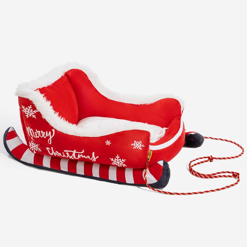 Cama de perros festivo de lujoso - trineo navideño