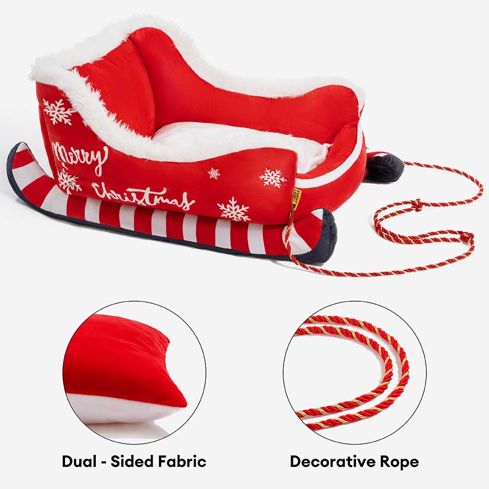 Cama de perros festivo de lujoso - trineo navideño