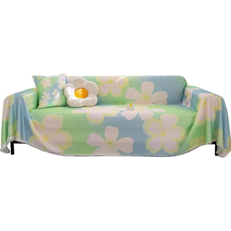 Floral Cooling Ice Silk Full Coverage Furniture Protective Couch Cover