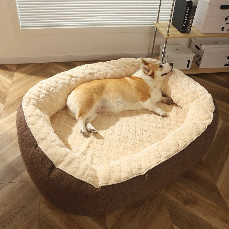 Cama para perros ovalada grande y esponjosa para dormir profundamente