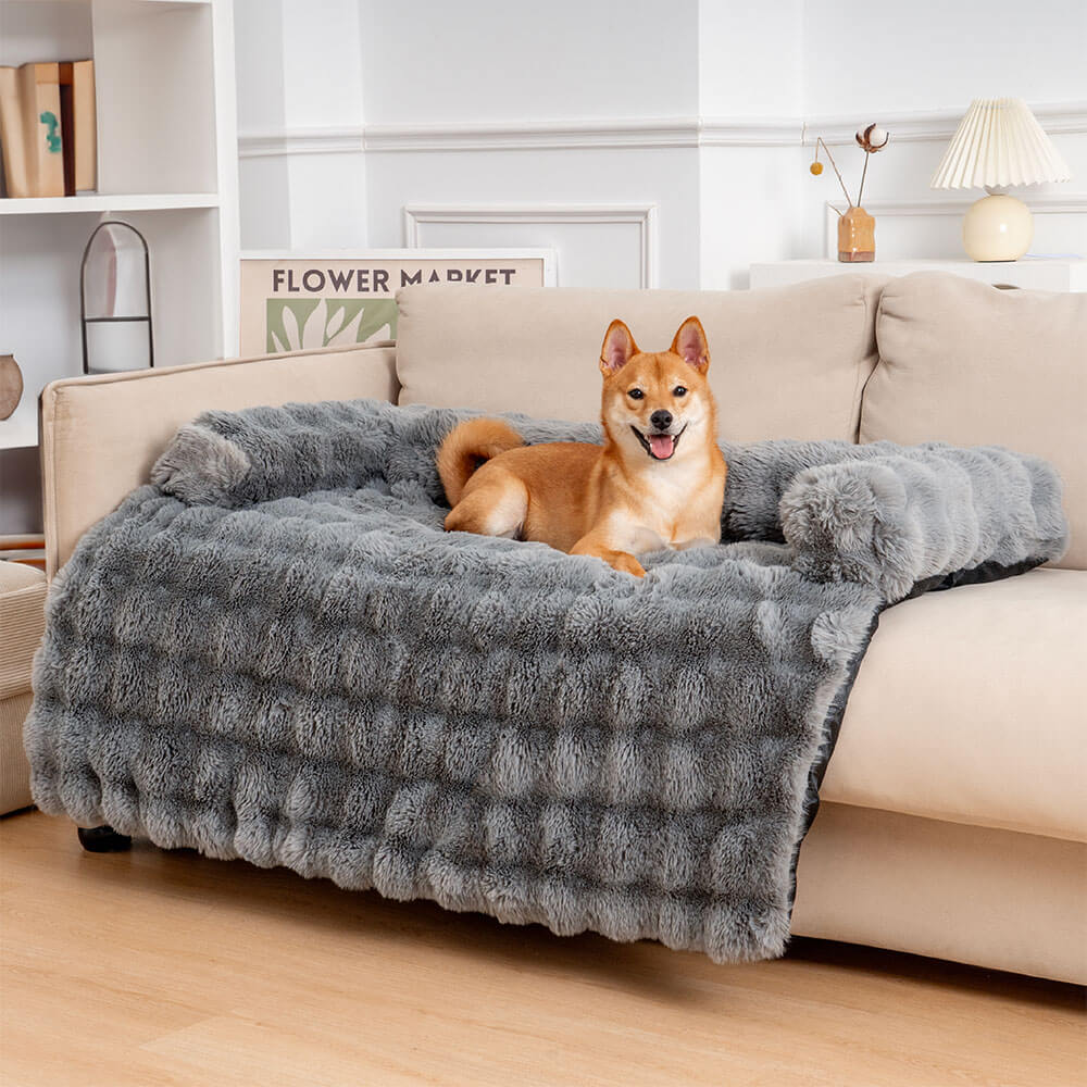 Estera protectora del animal doméstico del protector del sofá de la cama del perro calmante difusa y esponjosa