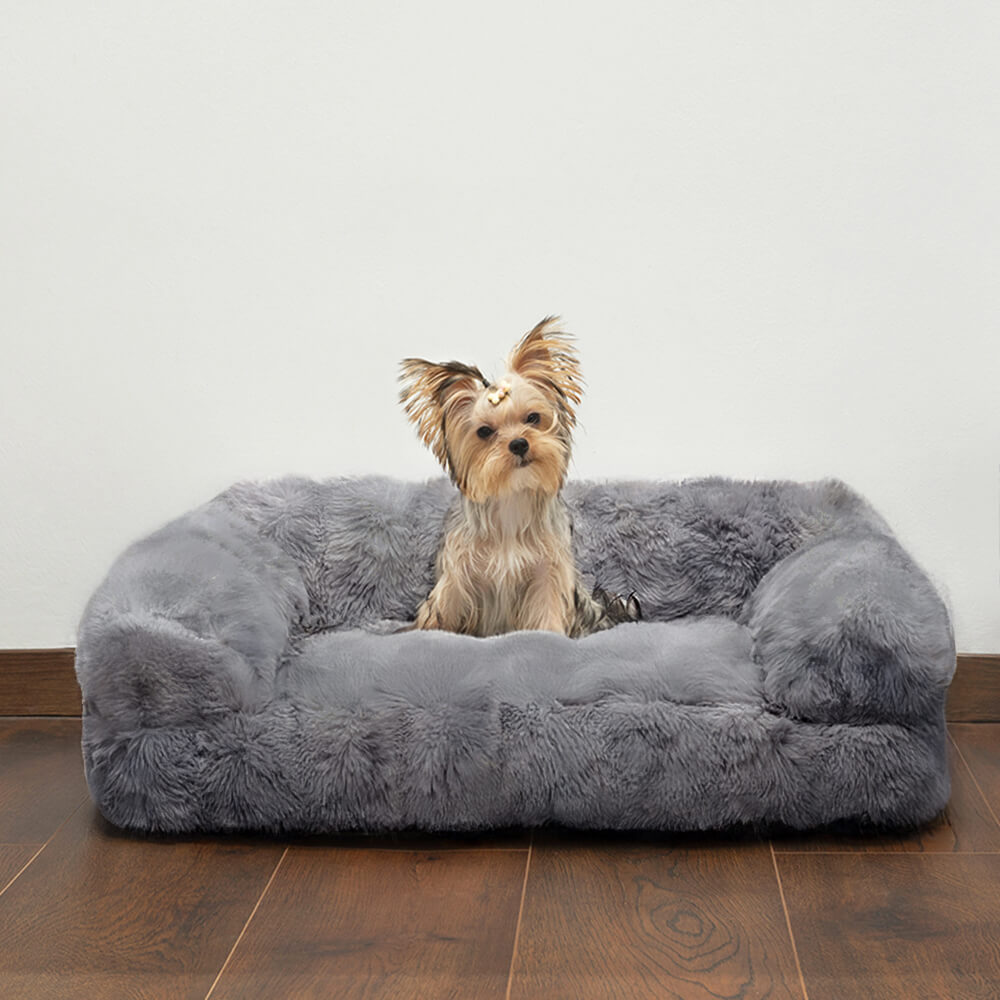 Fluffy Plush espesada acogedora cama calmante de mascotas para perro sofá cama de gato