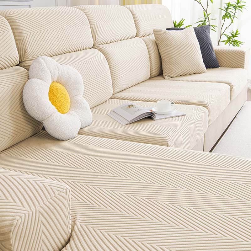 Funda de sofá en forma de espiga completamente envuelta