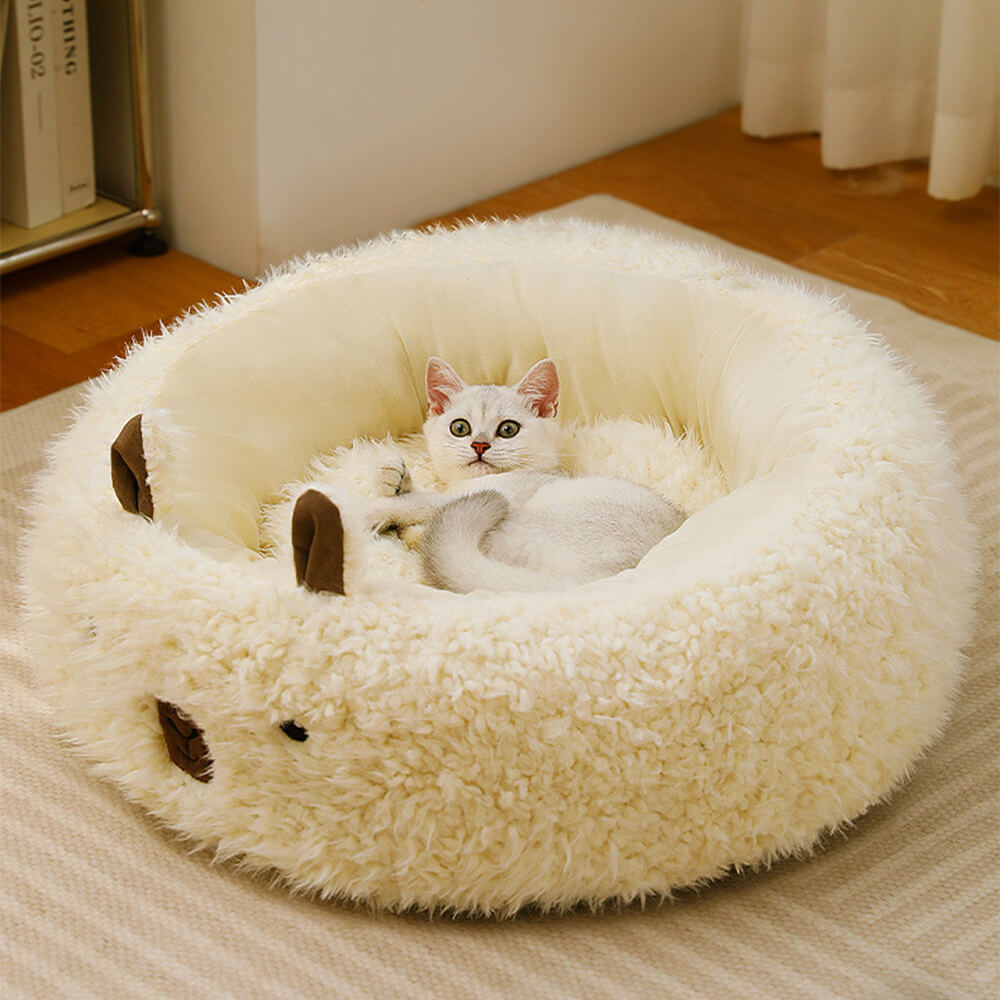 Alpaca Shaped Fluffy Plush Warm Removable Dog & Cat Bed