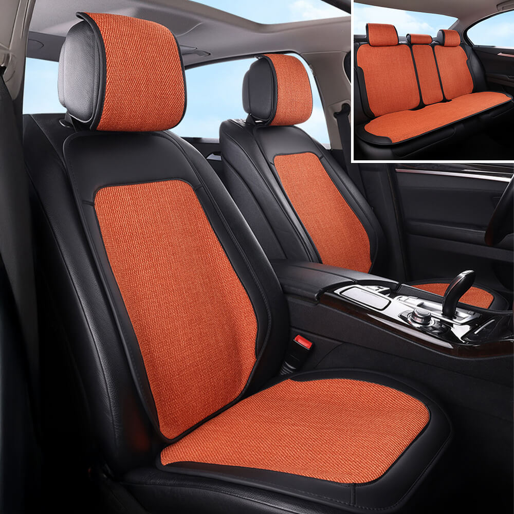 Premium Cotton Blend Breathable Anti-Slip Car Seat Cover Full Set