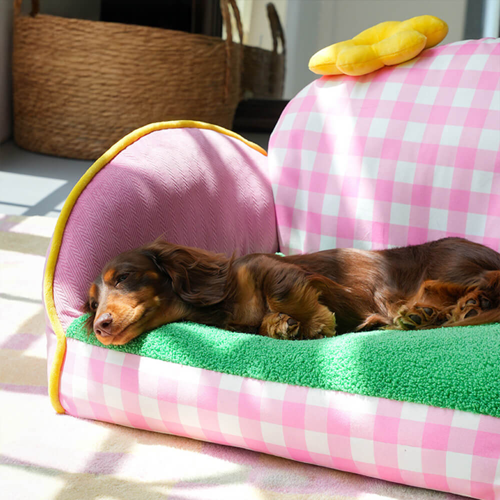 Encantador perro lavable a cuadros rosas & Sofá cama para gatos