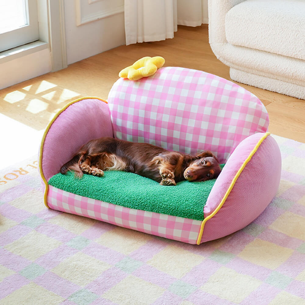 Encantador perro lavable a cuadros rosas & Sofá cama para gatos