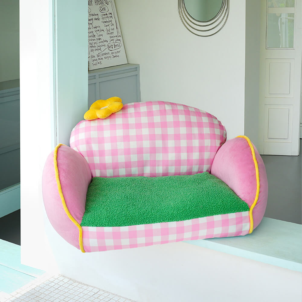 Encantador perro lavable a cuadros rosas & Sofá cama para gatos