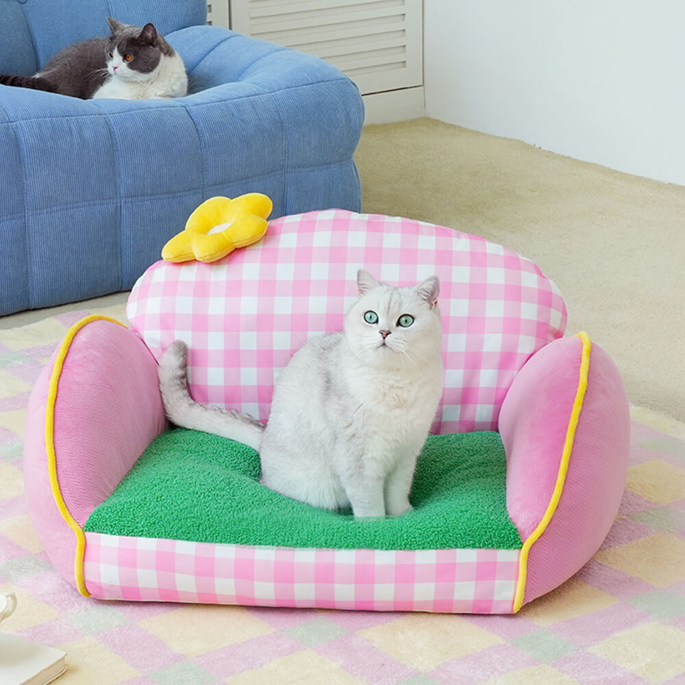Encantador perro lavable a cuadros rosas & Sofá cama para gatos