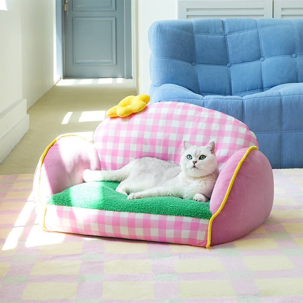 Encantador perro lavable a cuadros rosas & Sofá cama para gatos