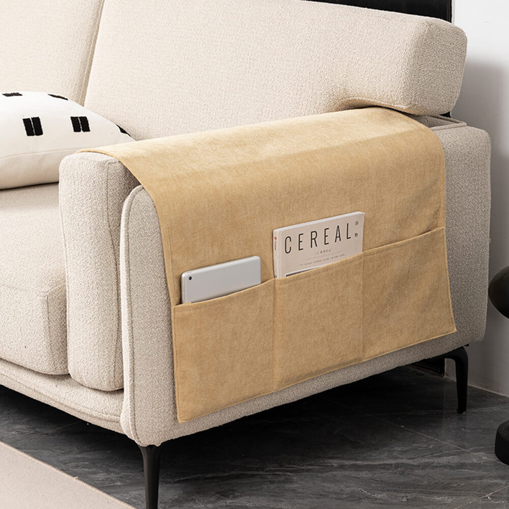 Chenille Anti-Scratch Sofa Armrest Cover Magazine Holder