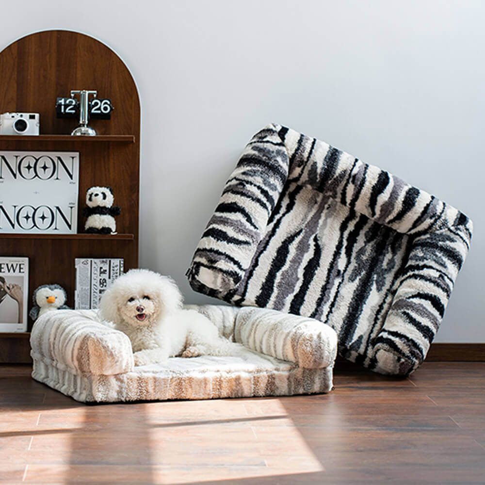 Zebra-Pattern Large Removable Washable Orthopedic Dog & Cat Pillow Bed