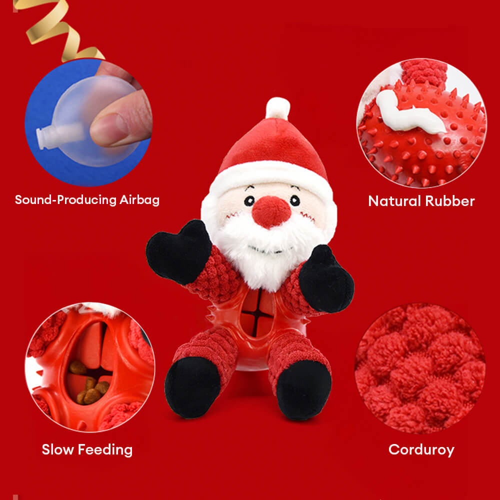 Christmas Doll Rubber Slow Feeding Squeaker Interactive Dog Toy