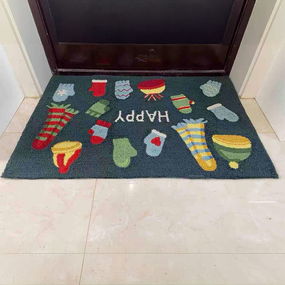 Christmas Gloves Cartoon Pattern Multi-Purpose Decorative Home Rug