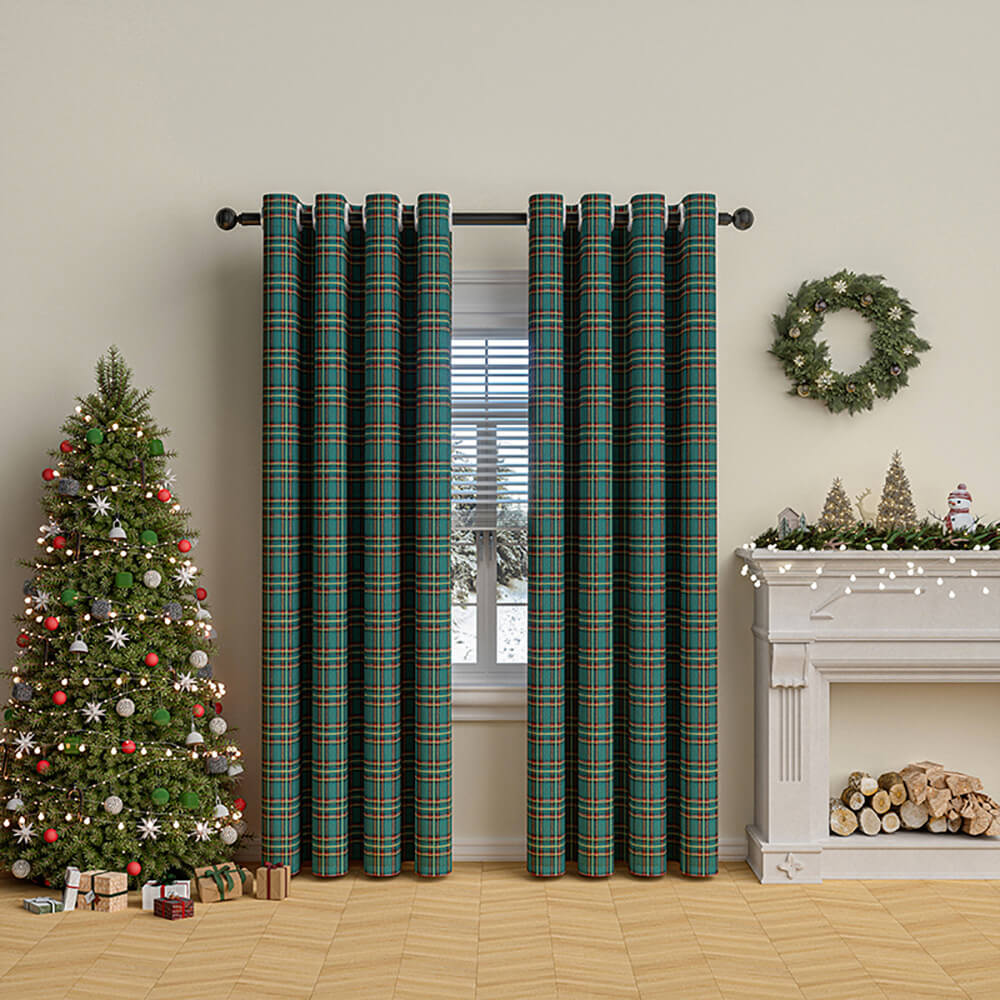 Classic Plaid Christmas Decorative Semi-Blackout Curtains