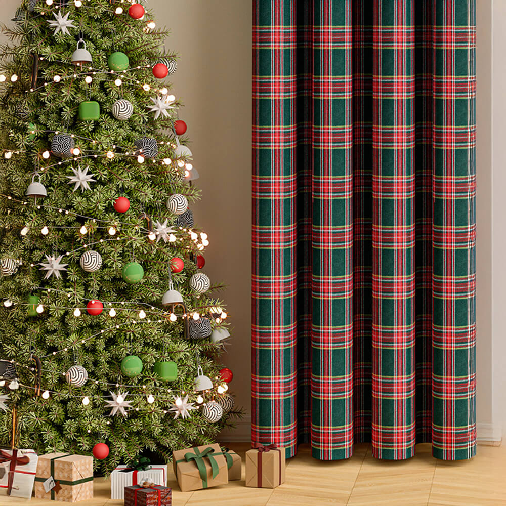 Classic Plaid Christmas Decorative Semi-Blackout Curtains