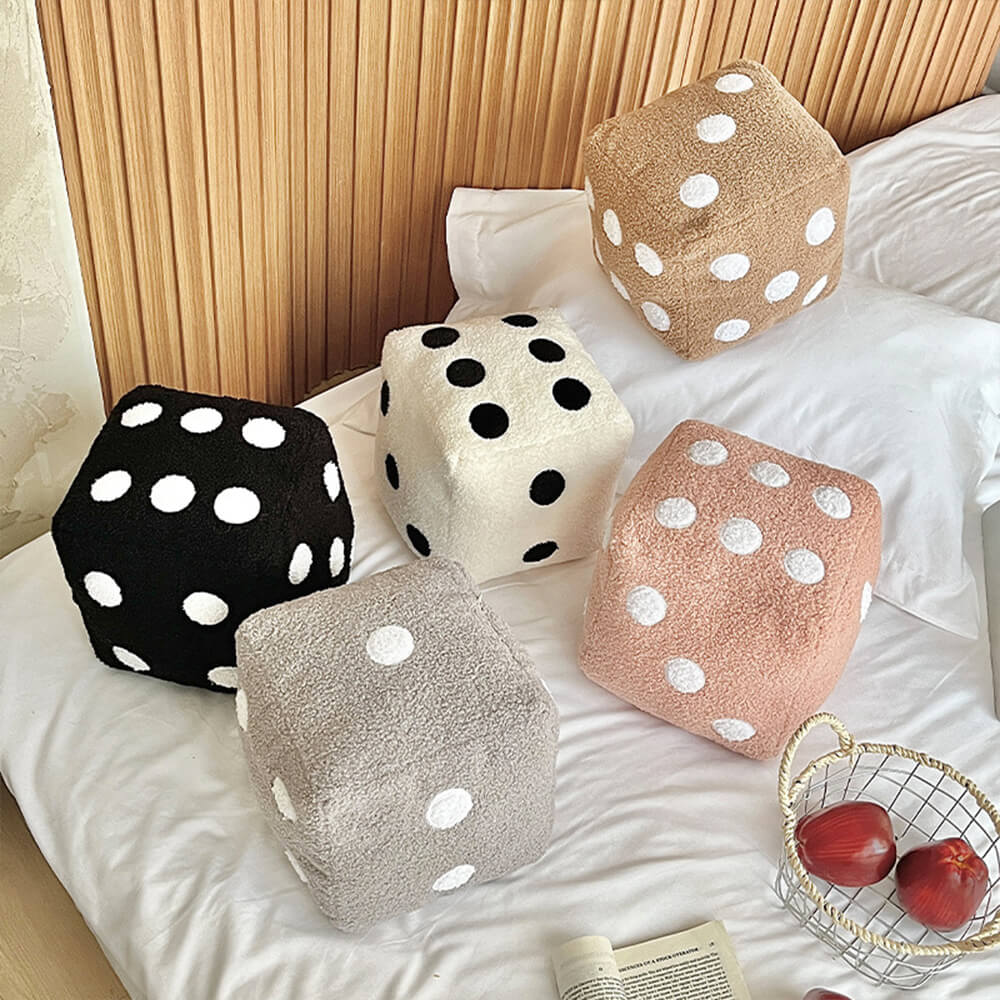 Dice-Shaped Faux Lambswool Sofa Pillow Decorative Cushion