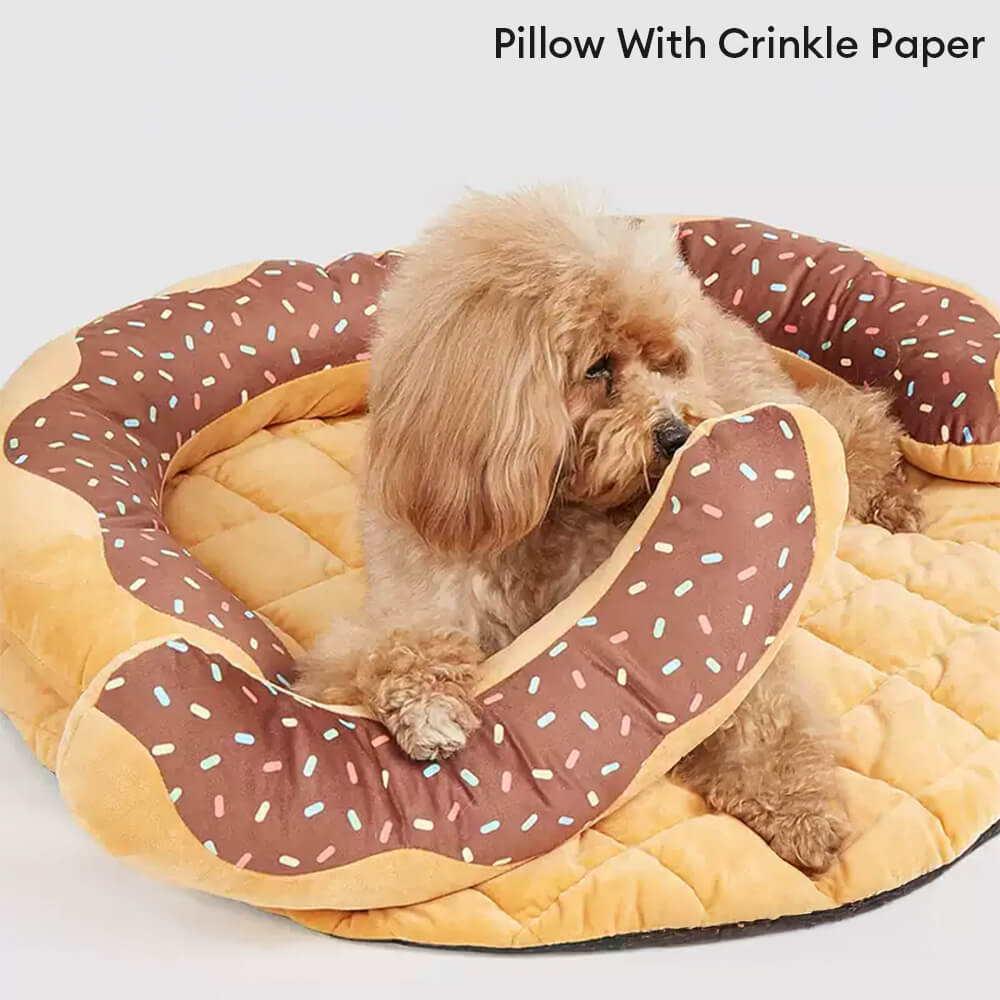 Donut Shaped Multi-Purpose Washable Dog & Cat Bed with Squeaky Pillow