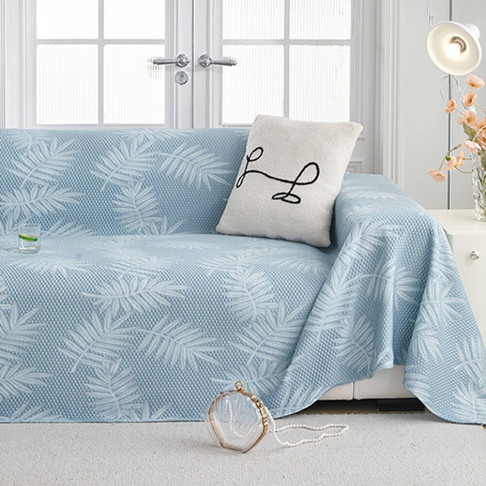 Elegant Willow Leaf Pattern Ice Silk Cooling Couch Cover