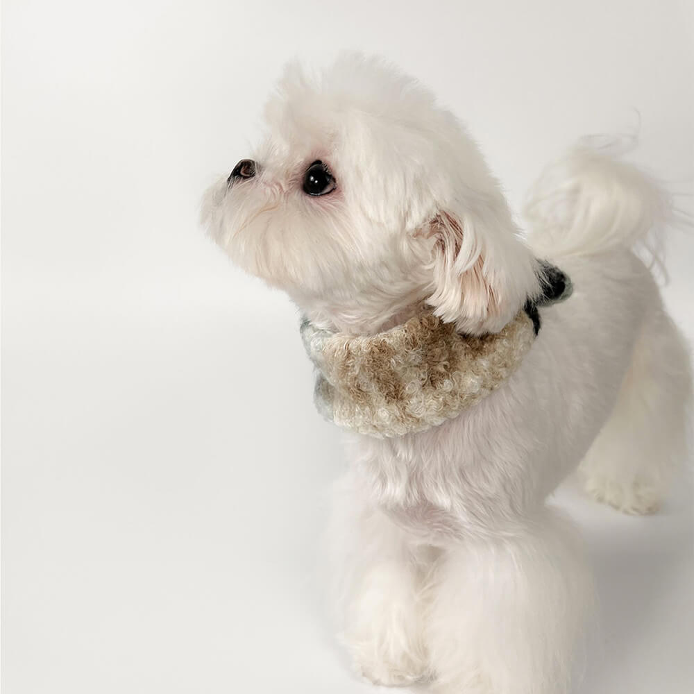 Fashionable Plaid Color Block Plush Warm Pet Scarf