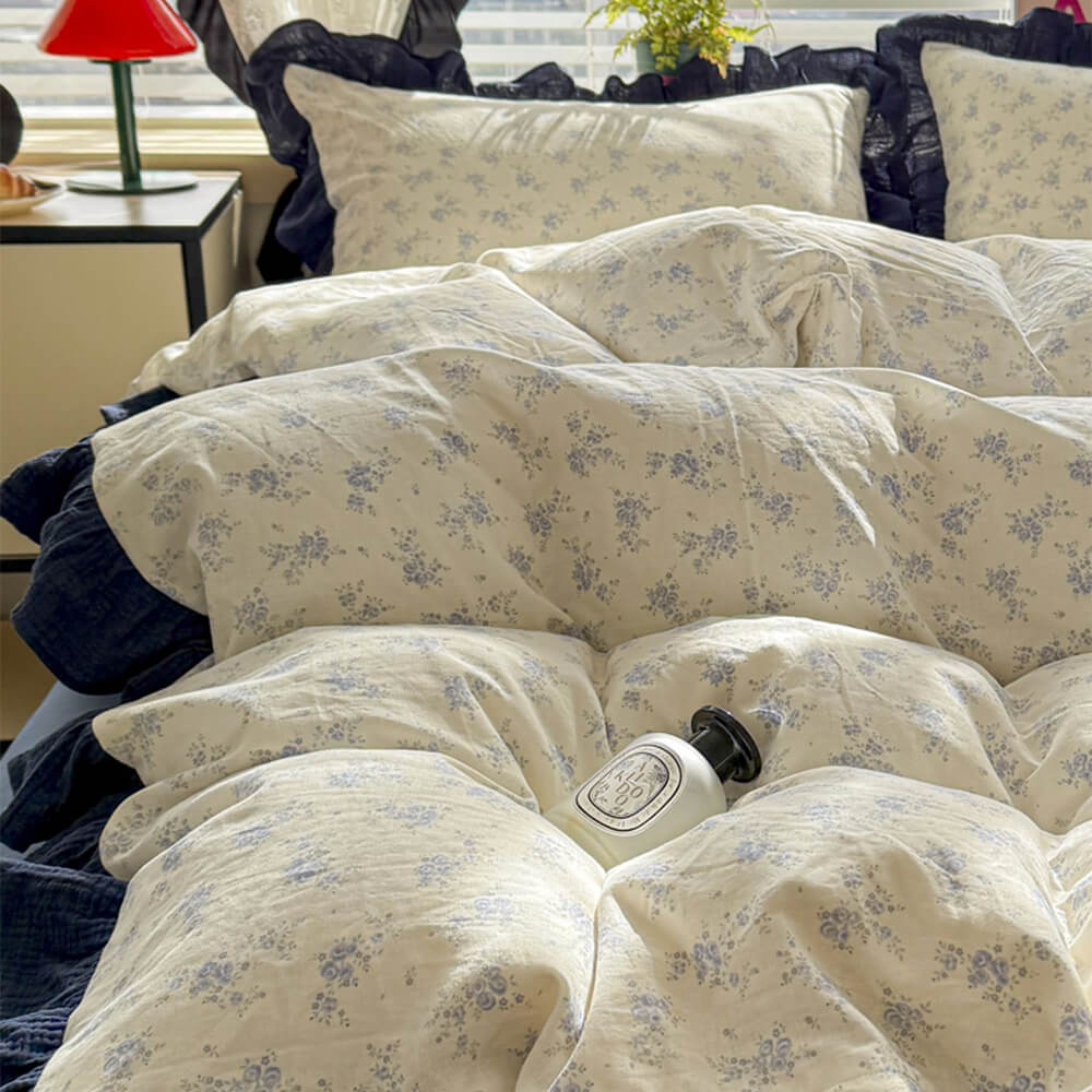 Floral Double-Layer Cotton Lace Bed Sheet Set