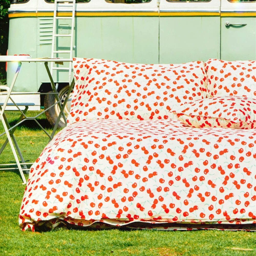 Funky Floral Playful Comfort Cotton Duvet Cover Bed Sheet Set