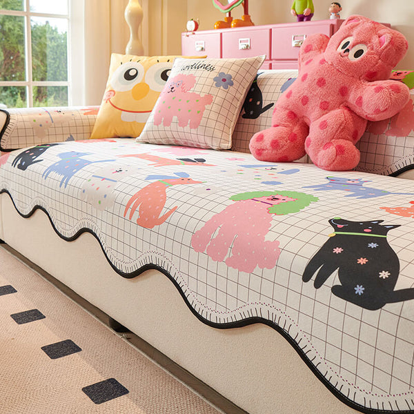 Ice Silk Anti-Scratch Dopamine Pattern Couch Cover