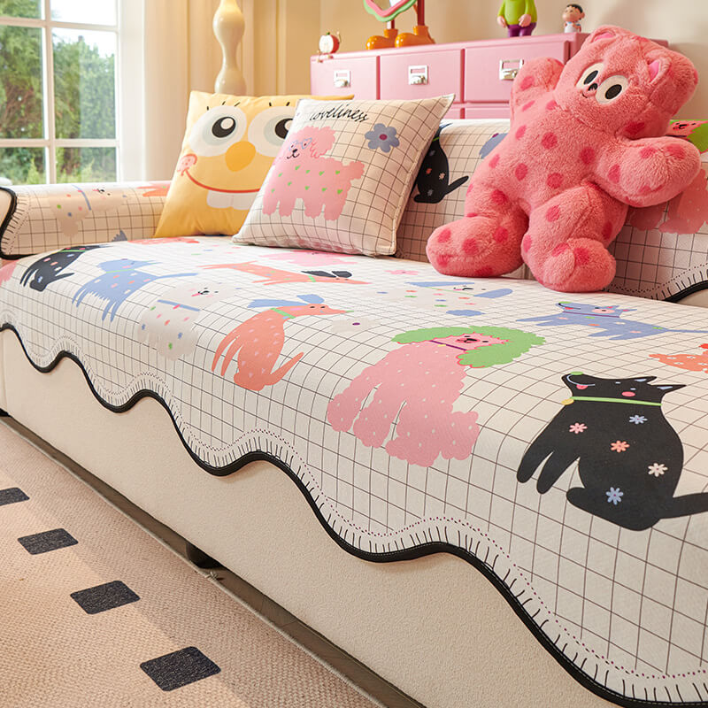 Ice Silk Anti-Scratch Dopamine Pattern Couch Cover
