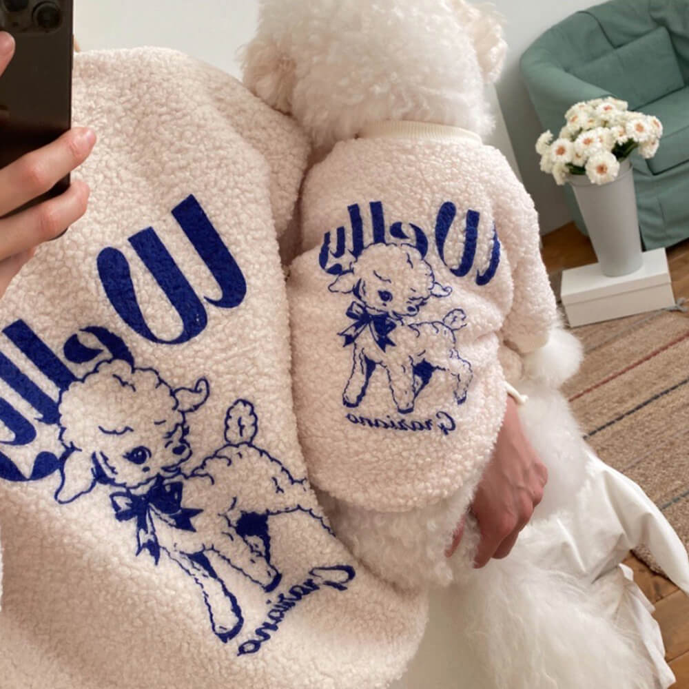 Lamb Print Warm Cozy Matching Dog & Owner Sweatshirt