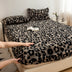 Estampado de leopardo Faux Faux Rabbit Fur Cubierta de colchón de hojas calientes