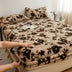Estampado de leopardo Faux Faux Rabbit Fur Cubierta de colchón de hojas calientes