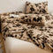 Estampado de leopardo Faux Faux Rabbit Fur Cubierta de colchón de hojas calientes