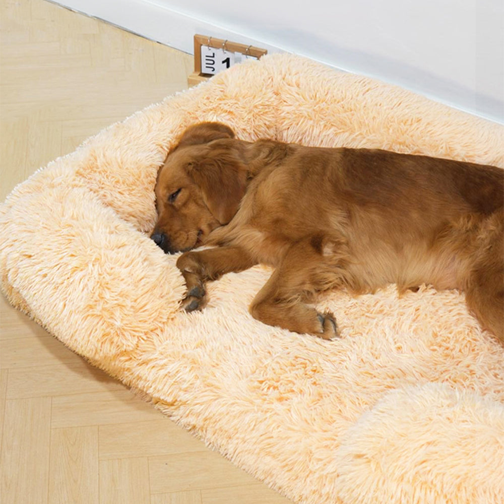 Felpa larga - Cama para perros con soporte envolvente cuadrado y sueño profundo