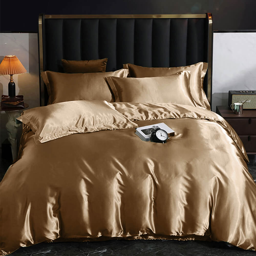 Luxurious Cooling Glossy Double-Sided Satin Bed Sheet Set