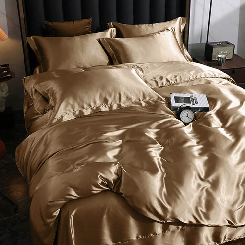 Luxurious Cooling Glossy Double-Sided Satin Bed Sheet Set