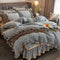 Luxurious Crystal Velvet Borded Borded Bylip Sede Waret Russ con falda de cama