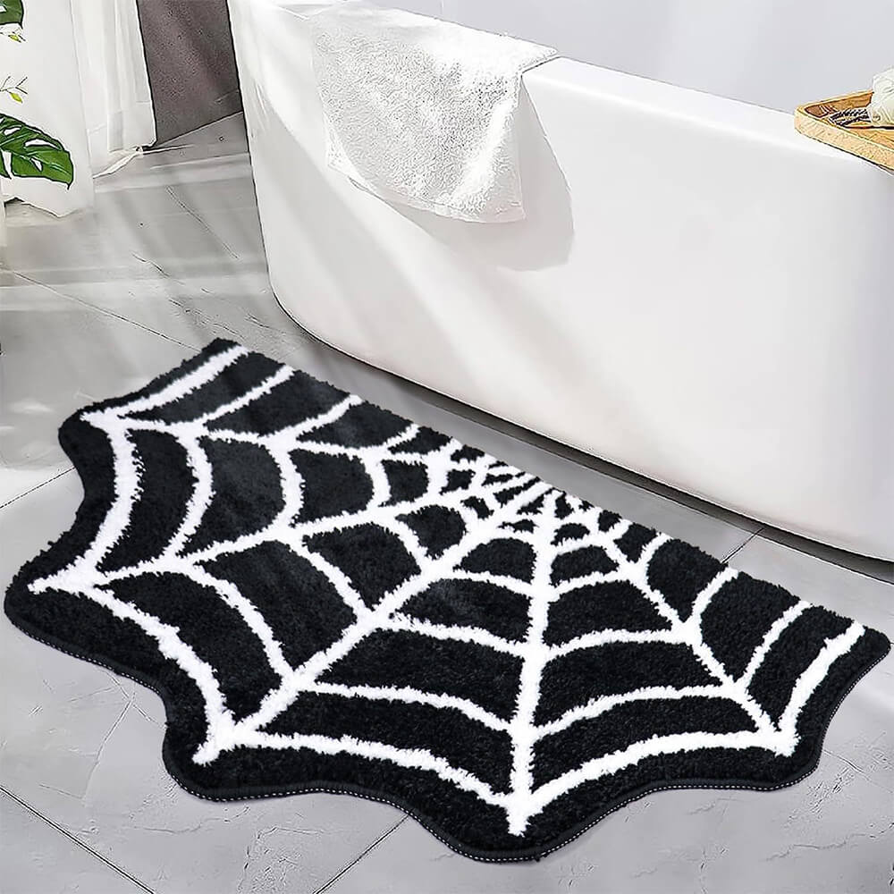 Luxurious Faux Cashmere Halloween Carpet - Soft and Spooky Spider Web Design Carpet