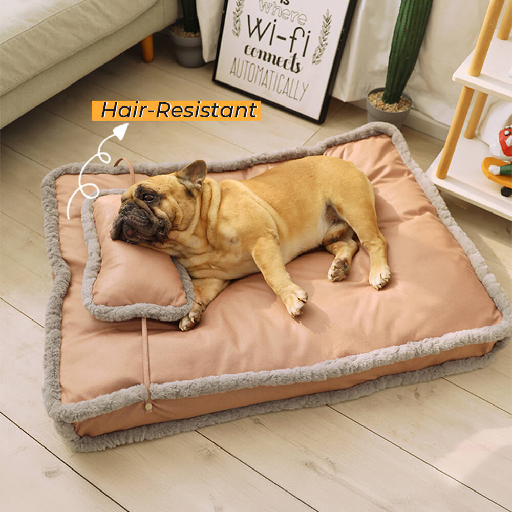 Luxurious Retro Faux Leather Deep Sleep Dog Bed with Pillow