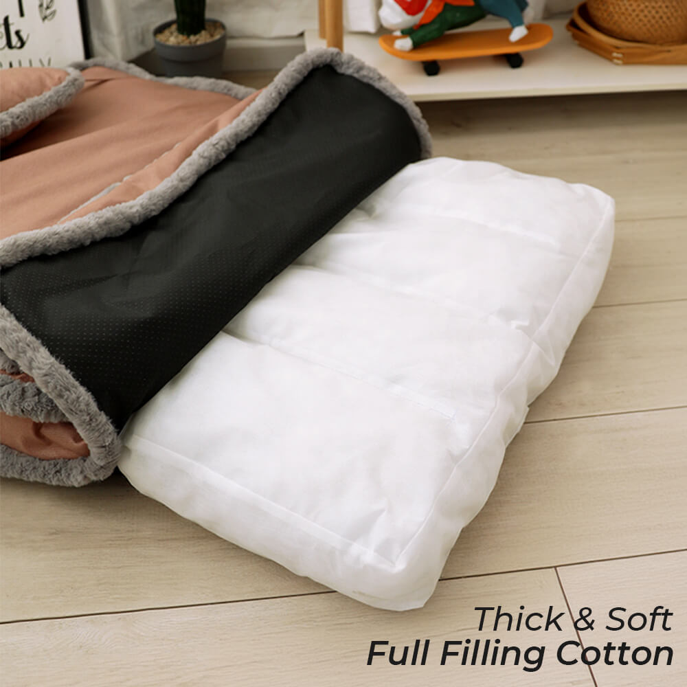 Luxurious Retro Faux Leather Deep Sleep Dog Bed with Pillow