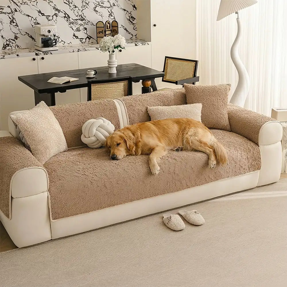 Luxury Long Plush Chenille All-Season Soft And Non-Slip Couch Cover For Muddy Paws
